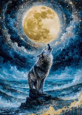 Moonlight Howl The Wolf’s Song Beneath the Cosmic Moon
