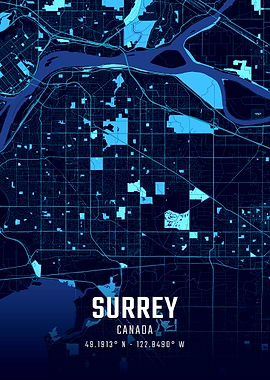 Surrey Canada Midnight City Map