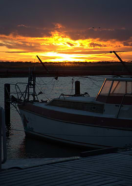 Sailboat at Sunset Dockside