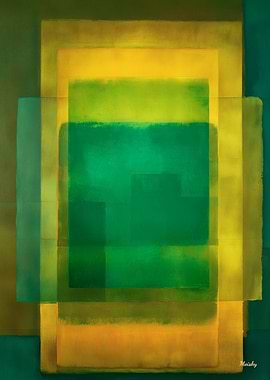 Emerald Gold Color Field Abstract Painting