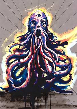 Surreal Tentacle Creature with Third Eye