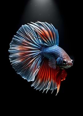 Betta Fish with Flowing Fins