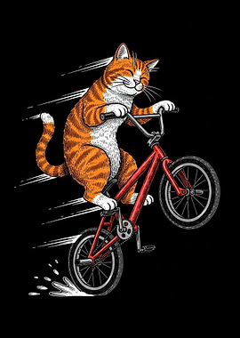 Cat Riding a BMX Bike