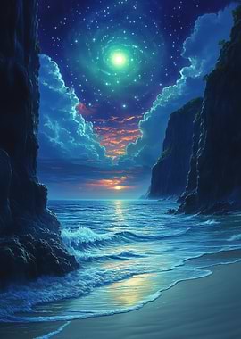 Cosmic Ocean Sunset