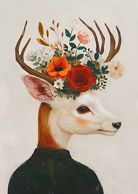 Deer with Floral Antlers