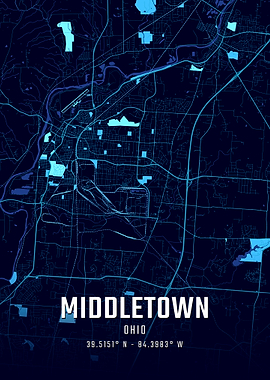 Middletown Ohio Midnight City Map