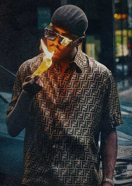 Man lighting money on fire