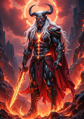 Demonic Warrior with Fiery Sword
