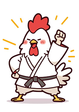 Karate Chicken Celebrating Victory