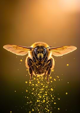 Close-up of a bee with pollen