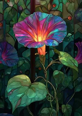 Stained Glass Morning Glory Flower