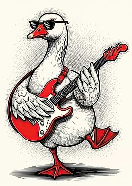 Rockstar Duck Playing Guitar