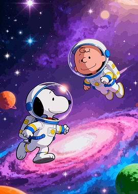 Snoopy and Charlie Brown in Space