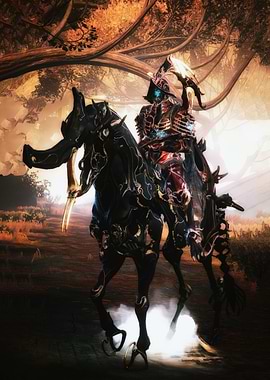 Fantasy Rider on Black Horse