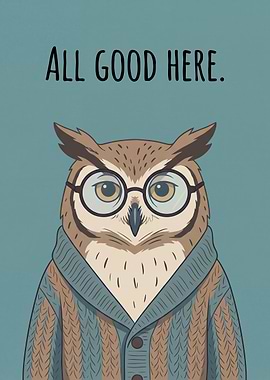 Owl Wearing Glasses and Sweater