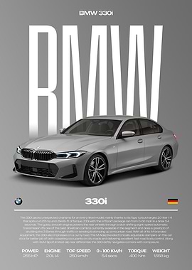 BMW 330i Car Poster