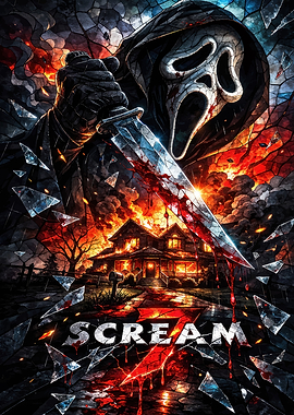 Scream 7 Ghostface Stained Glass Poster