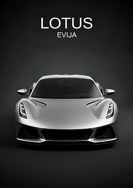 silver Lotus Evija Silver Sports Car poster