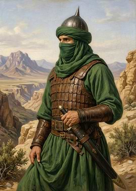 Warrior in Desert Landscape
