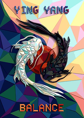 Ying Yang Balance Koi Fish WPAP