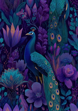 Peacock and Floral Pattern