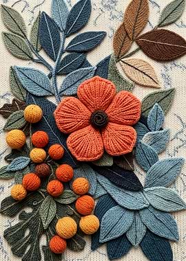 Knitted Floral Arrangement with Berries