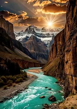 Majestic Mountain Landscape with Turquoise River