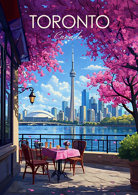 Toronto Skyline with Cherry Blossoms