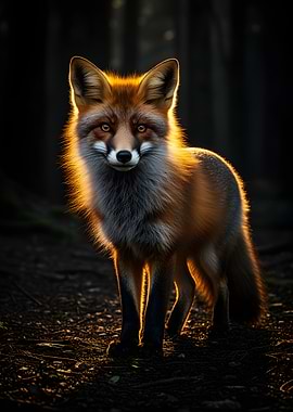 Golden Hour Fox in Forest