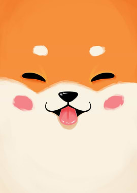 Cute Shiba Inu Face with Tongue Out