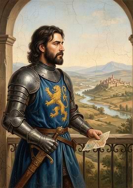 Knight with Map and Landscape