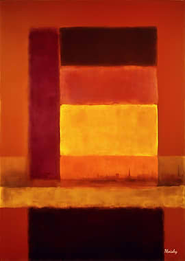 Golden Horizon Color Field Abstract Painting