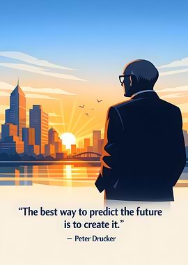 Man looking at city at sunrise