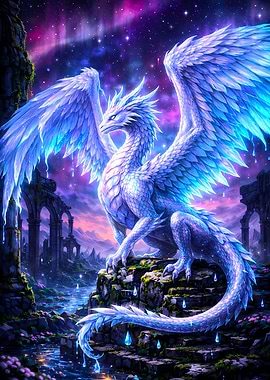 Majestic White Dragon in a Mystical Landscape