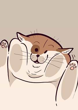 Chubby Cat Waving Paws