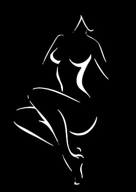 Abstract Female Figure Line Art