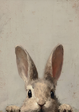 Close-up of a cute bunny peeking