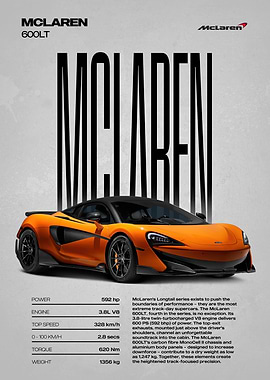 McLaren 600LT Supercar Poster
