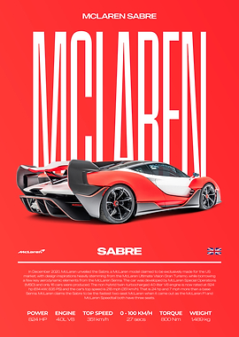 McLaren Sabre Supercar Car Poster