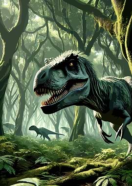 Tyrannosaurus Rex in a Lush Jungle