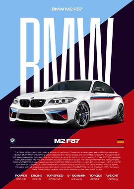 BMW M2 F87 Car Poster