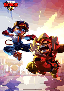 Brawl Stars Nita and Leon dynamic action pose