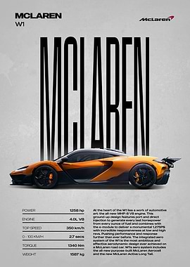 McLaren W1 Supercar Poster