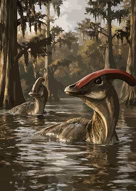Parasaurolophus in a Swamp