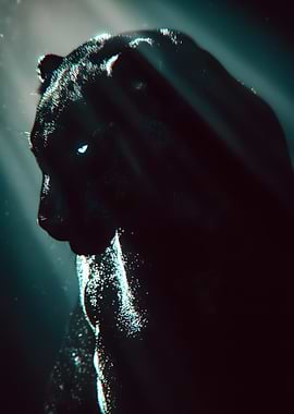 Mysterious Black Panther in Light Rays