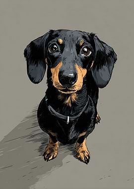 Dachshund Dog Looking Up