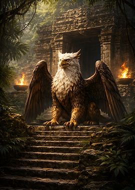 Griffin guarding ancient ruins