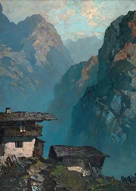 Alpine Village in Misty Mountains