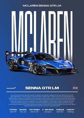 McLaren Senna GTR LM Car Poster