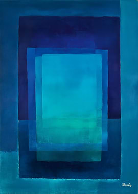 Azure Depth Color Field Abstract Painting